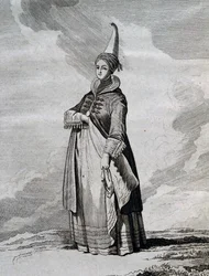 IJslandse vrouw, gravure uit Reis in de Noordzee tussen 1767 en 1768 door Yves-Joseph de Kerguelen-Tremarec (1734-1797)