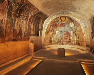 Italië, Apulië, Gravina in Puglia, Rotskrypt van San Vito Vecchio Kerk