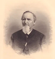 Portret van Amerikaanse Methodistische geestelijke John L Smith, gravure door FE Jones, circa 1870