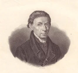 Portret van Italiaanse wiskundige en astronoom Barnaba Oriani (1752-1832), kopergravure naar tekening van Demarchi