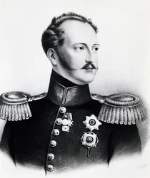 Portret van Nicolaas I Romanov, tsaar van Rusland, gravure