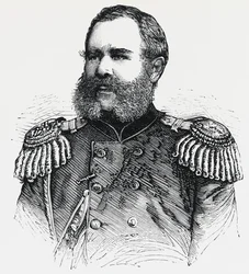 Portret van Nikolai Obruchev (1830-1904), Russische generaal, gravure