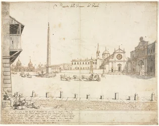 Achttien uitzichten van Rome: Het Piazza del Popolo (recto)