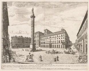 Piazza Colonna uit "Prospectus Locurum Urbis Romae Insign[ium]"