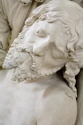 De graflegging en de flauwte van de Maagd, detail: hoofd van Jezus