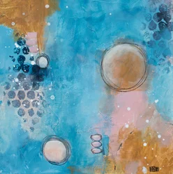 Abstracte blauwe en gouden cirkels