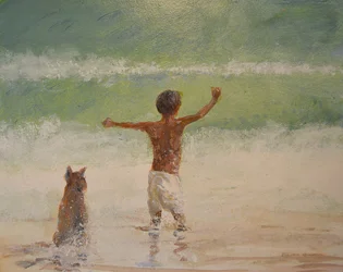 Jongen en badmeester (hond)