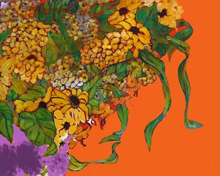 Bloemen in mijn vaas, 2014 (gemengd, acryl, inkt, olie)