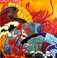 Oosterse Fans, 2013 (gemengd, acryl, inkt, olie)