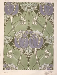 Ontwerp voor een gebloemd geweven textiel, c.1905 (aquarel op papier)