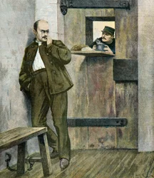 Kapitein Alfred Dreyfus in de gevangenis de la sante