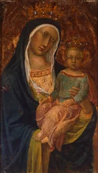 Madonna met Kind door Lippo Vanni (actief van 1344 tot 1375), Parochiekerk van Radicondoli, Siena