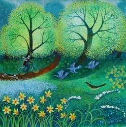 Fietsen door het park, 2021 (acrylverf op linnen)