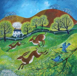 Lentehazen, 2025 (acrylverf op linnen)