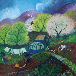 Lente op de volkstuin, 2025 (acrylverf op linnen)