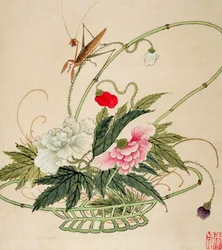 Een van een Serie Schilderijen van Bloemen en Insecten, eind 19e eeuw