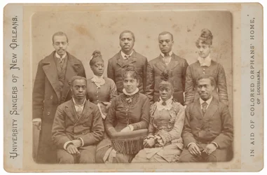 Universiteitszangers van New Orleans, ca. 1879 (foto)