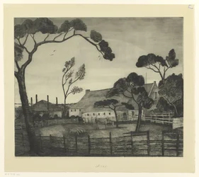 Hollands landschap met boerderij en weiland