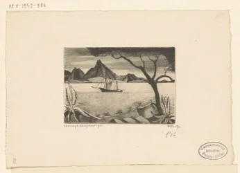 Zeilschip in een baai