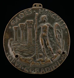Hercules en Drie Zuilen in de Zee [achterkant], 1472