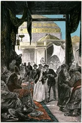 De bazaar van Samarkande, illustratie van de roman door Jules Verne 