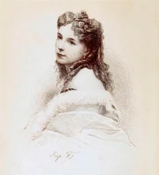 Gravure van Cora Pearl door Léopold Flameng.