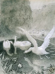 Het lelijke eendje, illustratie voor sprookje van Hans Christian Andersen