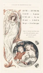 Anne, Antoine, Vriendschap, Lam, Abrikoos, Ster, Liefde, Bij, Engel, Arabesk, pagina 14 - Alfabet door juffrouw Lili, door L. Froelich en door een vader (Hetzel zelf). Bibliotheek & Magasin d