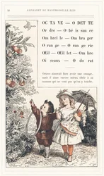 Octave, Odette, Orde, Gehoorzaamheid, Paraplu, Schaduw, Sinaasappel, Orangerie, Oog, Anjer, Schaduw, Vogels, Geur, pagina 28 - Alfabet van Juffrouw Lili, door L. Froelich en door een vader (Hetzel zelf). Bibliotheek & Magazijn voor Onderwijs en Recreatie J