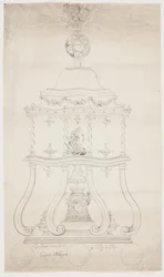 Ontwerp voor een gedraaide standaard met buste van Frederik V
