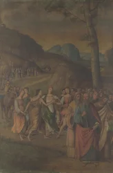 De dans van Mirjam uit het verhaal van Mozes, na 1508