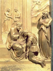 Het verhaal van Jakob en Esau, detail (na restauratie)