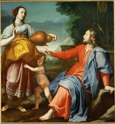 Christus en de Samaritaanse vrouw bij de put (schilderij op doek)