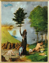 Allegorie van deugd en ondeugd (schilderij op hout)