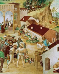 Rechterzijde van de Capella Suardi, Kerk Santa Barbara in ... (muurschildering)