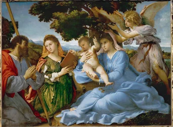 Maagd en kind met de heilige Catharina van Alexandrië en de heilige Jacobus de Oudere (schilderij op doek)