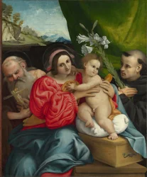 De Maagd en Kind met heiligen Jerome en Nicolaas van Tolentino