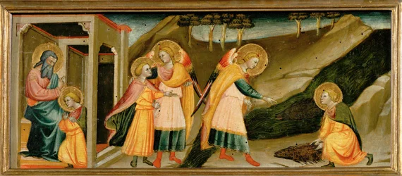 Scènes uit het verhaal van Tobias: hij neemt afscheid van zijn vader;Tobias en de aartsengel Rafaël;Tobias krijgt moed (schilderij)