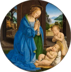 Maria die het Kind aanbidt, met de jonge Johannes