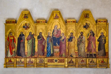 Madonna met kind op de troon (tempera op hout)