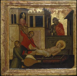 Het martelaarschap van Sint Laurentius. Scènes uit het leven van Sint Laurentius, predella, ca. 1412