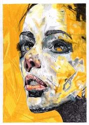 Expressief geel portret