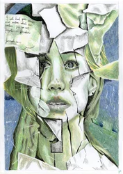 Gefragmenteerd groen portret