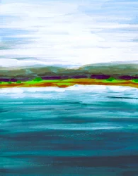 Levendig meer aan de horizon