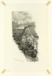 Appelmarkt, gezien vanaf de Pont Louis-Philippe, plaat zeven uit Le Long de la Seine et des Boulevards