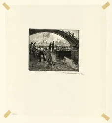 Sluis van het Canal Saint-Martin, plaat zes uit Le Long de la Seine et des Boulevards