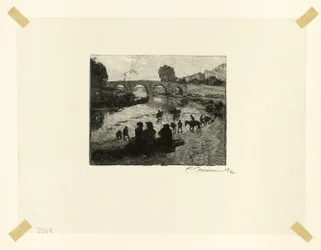 De paardenvijver bij de Pont Marie, plaat tien uit Le Long de la Seine et des Boulevards