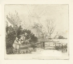 Hengelaars bij een rivier