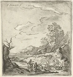 Landschap met ruiter en herder
