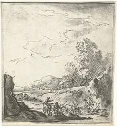 Landschap met ruiter en herder